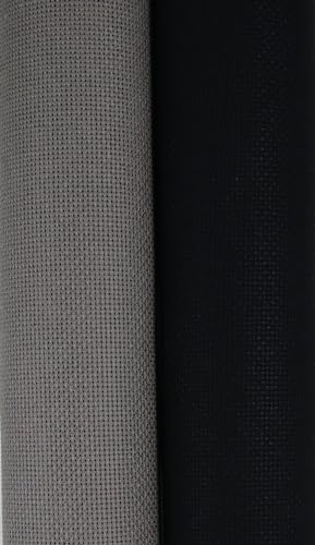 KCS 2 pc of 15" x 18"(38cmx45cm) Counted Cross Stitch Cotton Aida Cloth Needlework Fabric Box (Dark Grey+Black,18CT) - color: Dark Grey+black, size: 18CT