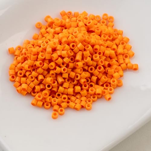 John Bead 25g Cylin Beads Opaque Mandarin Silk Matte 11/0 Glass Cylindrical Seed Beads for Jewelry Bracelets Necklaces Earrings Making Embroidery - color: Opaque Mandarin Silk Matte