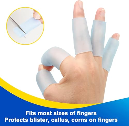 Sumifun Gel Finger Protector, 10 Pcs Silicone Finger Sleeves for Corns, Fingernails Loss, Friction Pain Relief, Blue - color: Blue(10pcs)