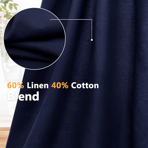 NSGZ Navy Blue Linen Cotton Fabric 1 Yard 61" Wide, Linen Cotton Blend - color: Navy Blue, size: 1 Yard