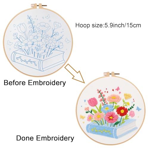 Louise Maelys Floral & Book Embroidery Kit for Beginners DIY Craft Kit - color: Book Flower3