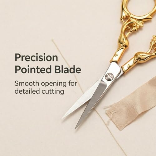 Sewing Scissors Cross Stitch Small Sharp Embroidery Scissor for Yarn Knitting Needlepoint Precision Detail Crafting - color: Gold