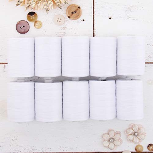ThreadArt Cotton Quilting Thread Set, 10 White Spools - color: 10 WHITE SPOOLS