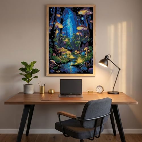 Glow Forest Cross Stitch Kits, Embroidery Starter Kit for Adult Beginners, 11CT Cross-Stitch Patterns Dimensions Kit Arts，Needlepoint Kit Crafts for Home Decor 15.7x11.8 inch - color: T008