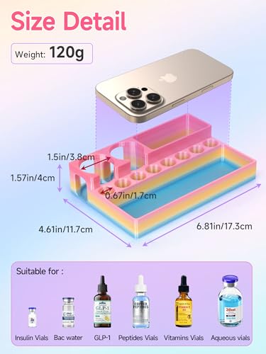 YOUSHARES Peptide Vials Case - 3ml and 30ml Insulin Vial Organizer - color: 3d_multicolor