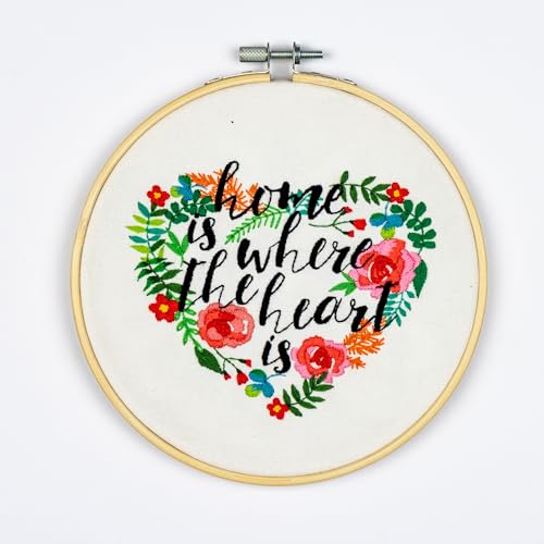 DUTCH STITCH BROTHERS Heart Embroidery Starter Kit with Pattern and Instructions. Stamped Embroidery Kits with Embroidery Clothes with Pattern. 6" Embroidery Hoop - color: DSB035 Stamped fabric