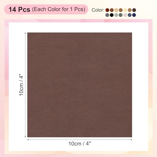 PATIKIL Cotton Fabric Bundles, 14 Pcs 4 x 4 Inch Fat Quarter Solid Color Precut Fabric Squares for Sewing Patchwork Quilting DIY, Coffee Navy Gray - color: Coffee Navy Gray, size: 4 x 4 Inch
