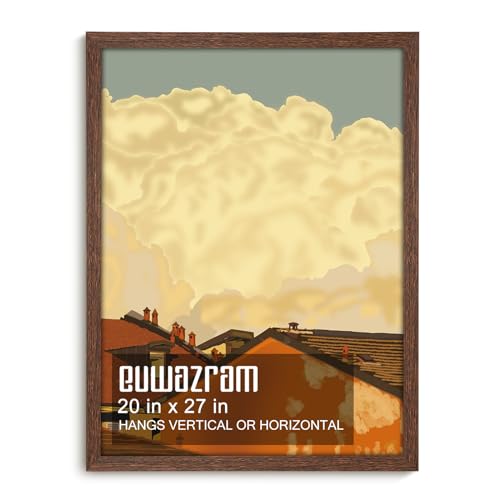 Solid Wood 20x27 Frame - Single Frame, Rustic Walnut 20 x 27 Poster Frame for Artwork, Puzzles, Photos and Movie Posters Picture Frames - size: 20" x 27"