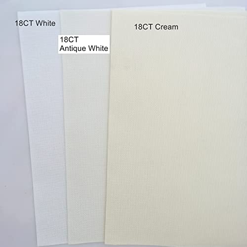 KCS 4/6 pc of 12" x 18" 18CT Counted Cotton Aida Cloth Cross Stitch Fabric (4 pc, Antique White) - color: Antique White, size: 4 pc