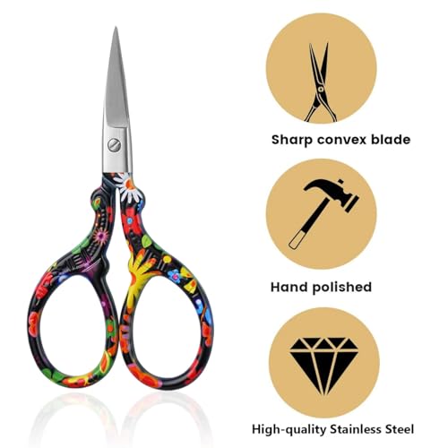 Sharp Embroidery Scissors, 2PCS Sewing Craft Scissors, Black+Pink - color: Black+pink