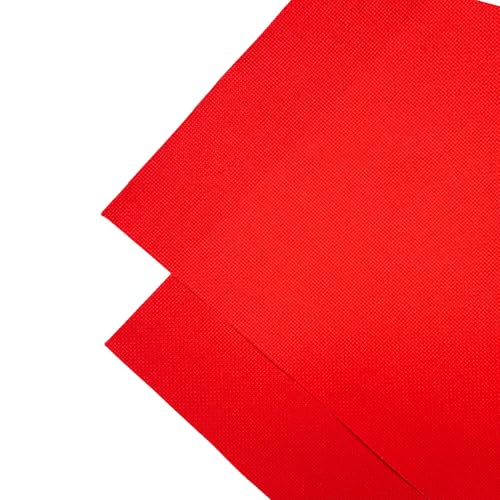 2 Sheets of Red 14 Count Aida Cloth – 18 x 18 Inch Pre-Cut Fabric Squares – Cross Stitch Fabric – 100% Cotton – Ideal for Needlework & Embroidery – The Knotty Unicorn - color: Red