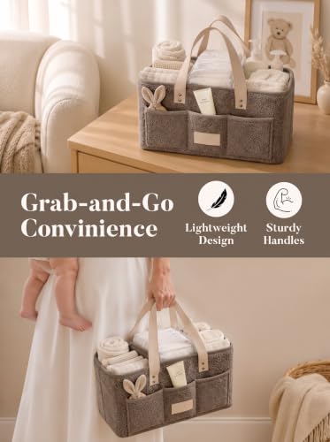 Baby Diaper Caddy Organizer with Waterproof Changing Pad, Taupe - color: 4/ Taupe Diaper Caddy with Changing Pad