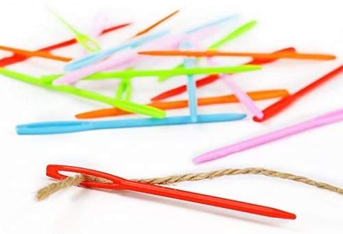 100 Pieces Colorful Plastic Sewing Needles, 7CM Length, Large Eye 2mm x 15 mm, Blunt Needles, Learning Needles, Plastic Yarn Needles, Safety Lacing Needles,Darning Needles - size: 7cm