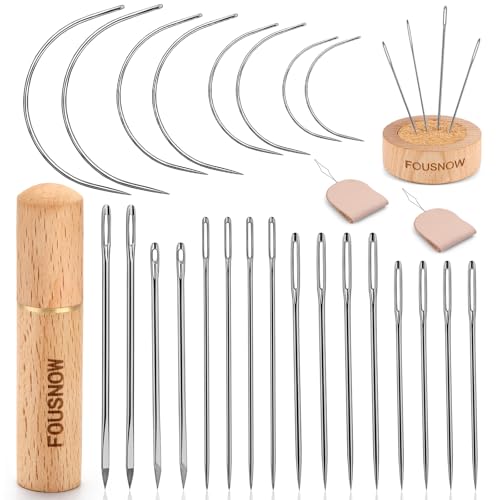 FOUSNOW 28 Pcs Leather Sewing Needles Kit, Heavy Duty Sewing Needles Kit - size: Style1-24 Pcs