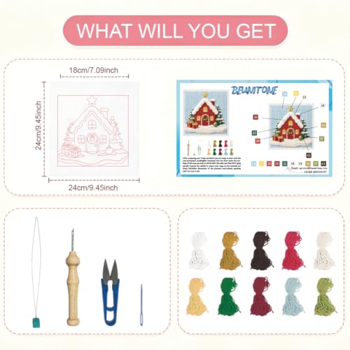 BEUNITONE Punch Needle Kit for Beginners Adults, Christmas Snowhouse Design - color: 13-Christmas Snowhouse