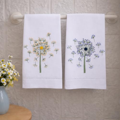 Bathroom Hand Towels Set of 2, Yellow Purple Dandelion - color: 1155 - Yellow Purple Dandelion