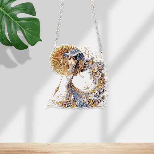 JISHSHAY Diamond Painting Pendant Beautiful Woman Diamond Art Hanging Ornament Gem Art Window Hanging Gem Painting Wind Chimes Mosaic Kits for Adults Windchimes Embroidery Sun Catchers Window Hangers - color: Beautiful Woman 2