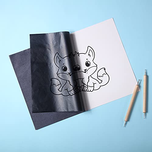 Outus 100 Sheet Carbon Transfer Paper A4 Size with Stylus Tool White＆ Black - color: Black, White