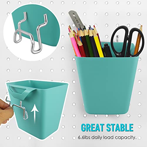 Large Pegboard Cups, 6Pack Peg Board Square Storage Bins With Hooks (Green) - color: Green