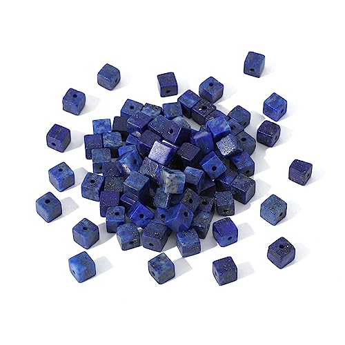 BEADIA Natural Lapis Lazuli Square Stone Beads 4x4mm 85pcs Cube Loose Semi Gemstone Beads for Jewelry Making Design - color: Lapis Lazuli
