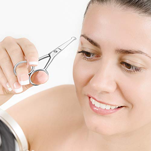 Mudder 3 Pcs Nose Hair Scissors Facial Hair Rounded Tip Scissors, Silver - color: Silver