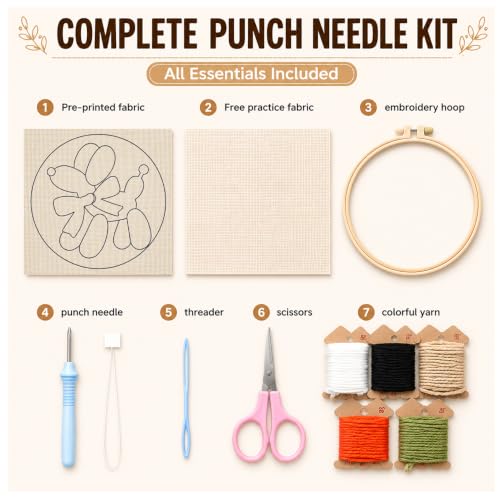Pink Puppy Punch Needle kit for Beginners Adults, with Embroidery Hoop - color: Punch Needle kit-Cute Dog