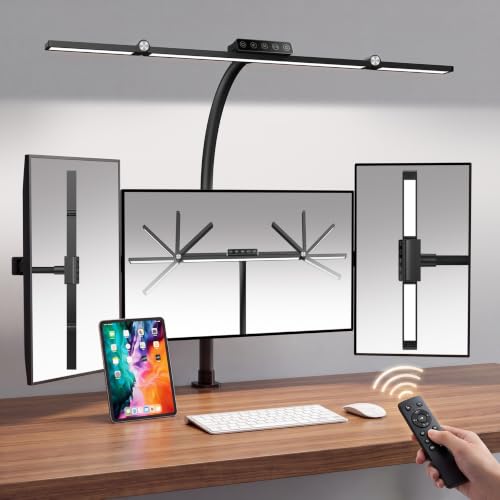 LED Desk Lamp with Clamp, 24W 3-Panel Light for Dual Monitors - style: 27.2 Inch