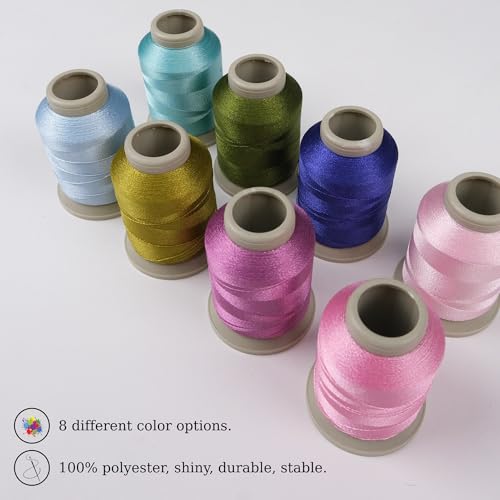 Mixed Color Embroidery Thread Set of 8 | 903 | 1497 | 9071 | 8883 | 9037 | 9723 | 1331 | 8068 | 15 Gr Polyester Embroidery Machine Thread (8, Pastel Colors) - color: Pastel colors