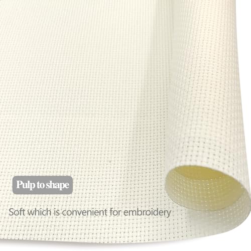 Aida Cloth 14 Count Cross Stitch Fabric Cross Stitch Aida Cloth for Embroidery and Needlework (Off White, 30 * 39inch) - color: Off White