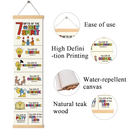 Gifts of the Holy Spirit Banner, Church Banner, Christian Rustic Hanging Door Flag, Farmhouse Decorations Outdoor Indoor, Church Activity Decor, Bible Lesson, Scripture and Words Decorations - color: Earthy tones