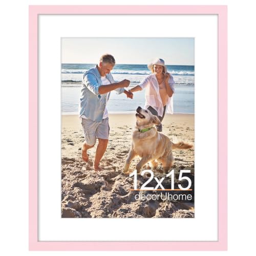 decorUhome 12x15 Picture Frame Fits 9x12 Photos with Mat, Pink - color: Pink, size: 12x15