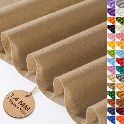 Khaki Soft Felt Sheet 36'' X 36'', 1.4mm Large Felt Fabric Sheet for Crafts - color: Khaki