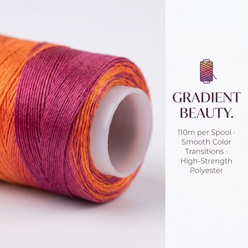 5PCS Multicolor Gradient Sewing Thread Spools, Embroidery Thread Spools | Embroidery Thread Set | Multicolor Thread Spools | Crafting Sewing Supplies for Sewing Quilting Embroidery