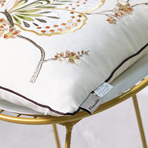 Set of 2 Embroidered Decorative Throw Pillow Covers Couch Square Pillowcases Cushion for Bedroom Sofa Farmhouse Decor 18x18 Inch (Brown Butterfly) - color: Brown Butterfly