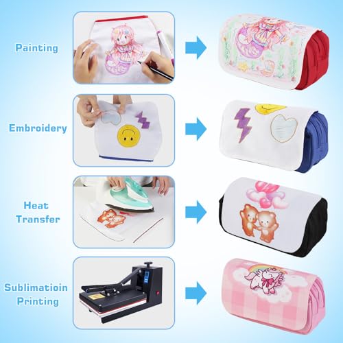 Sublimation Printable Blanks Cosmetic Bags Pencil Case Multipurpose DIY Heat Transfer Makeup Bags Organizer Bag Toiletry Pouch with Removable Flap for Sublimation - color: Pink, size: 2PCS