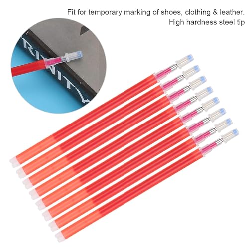 Pssopp Fabric Marker Pen Refills, Heat Erasable Smooth Writing Marking Supplies for Sewing Quilting Red Fabric 100 Pack