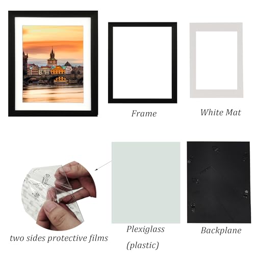11x13 Photo Frame Gallery Picture frame with 8x10 mat,Freestanding and Wall Mountable,Black - color: Black, size: 11x13