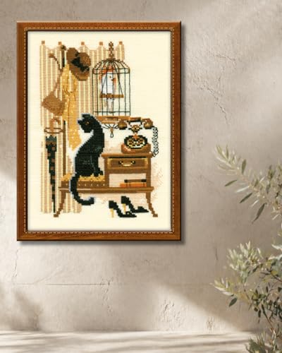 RIOLIS 860 Cat with Telephone Counted Cross Stitch Kit 7 x 9.5 in - style: Cat with Telephone 860