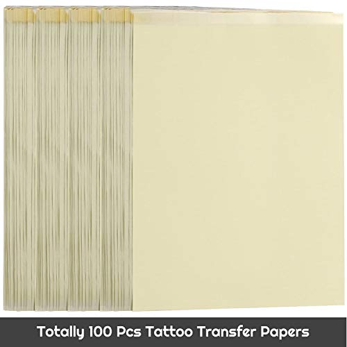 Tattoo Transfer Paper, Cridoz 100 Sheets Tattoo Stencil Transfer Paper for Tattooing Blue - size: 8.25 x 11.75 Inch (Pack of 100)