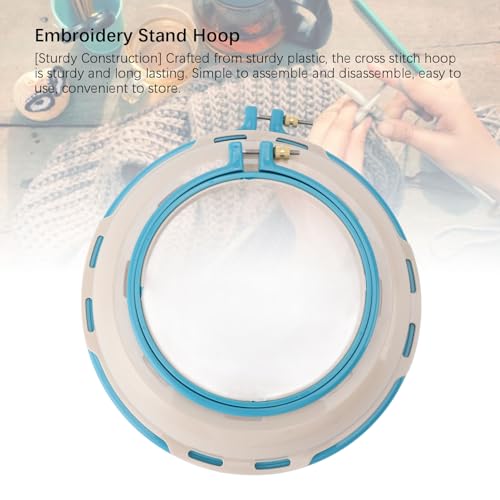 Double Sided Punch Needle Stand Hoop Frame, Embroidery Stand Hoop for Cross Stitch Quilting 16.5cm 25cm (Blue) - style: Blue