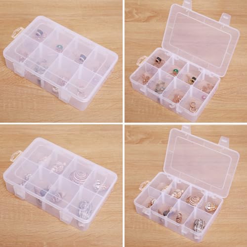 Vidifor 2 Packs 8-Compartments Art Supply Container, Clear Plastic Organizer Box with Dividers for Crafts Jewelry Fishing Tackles Hardware Metal - size: Small 8 grids 2pcs with dividers