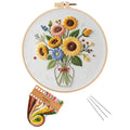BoAn Sunflower Embroidery Kit for Beginners, DIY Cross Stitch Kit with Hoop - color: muqinjie-2
