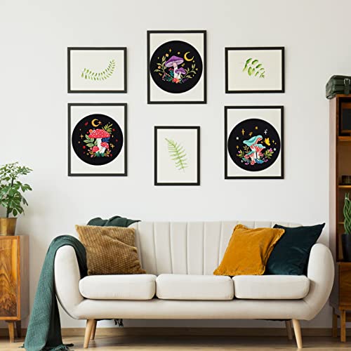 Nuberlic 3 Pack Embroidery Kit for Beginners, Mushroom Cross Stitch Kit - color: Kit 1