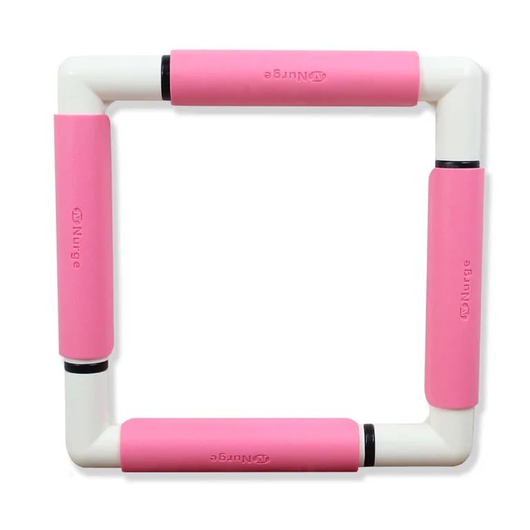 Nurge Rectangle Plastic Embroidery Snap Frame - Cross Stitch Hoop & Needlepoint Stretcher Bars for Hand Crafting, Punch Needle, Quilting, Sewing Supplies - Lightweight & No-Crease 8x8 Pink - color: Pink, size: 8x8"