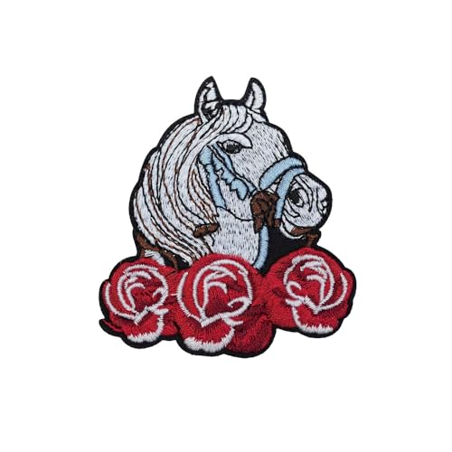 Rose Flower Embroidered Hot Melt Patch Cover Shoes Decoration Patch (1pc Flower Horse) - style: 1pc Flower Horse Patch