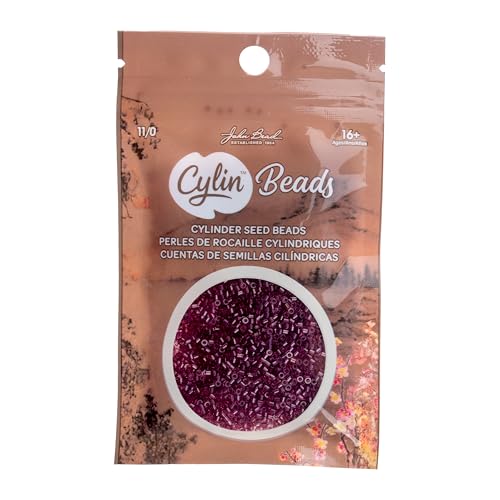 John Bead 25g Cylin Beads Transparent Red Wine 11/0 Glass Cylindrical Seed Beads for Jewelry Bracelets Necklaces Earrings Making Embroidery - color: Transparent Red Wine
