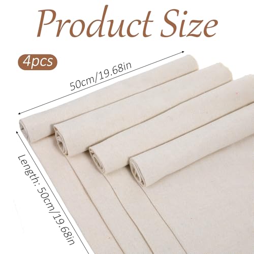 4 Pcs Linen Needlework Fabric 19" Squares Solid Color Embroidery Fabric Linen Cloth Embroidery Accessories for Cross-Stitch, Clothing Needlework, DIY Decoration (5M x 5M)