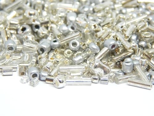 Perlin Glass Seed Beads 2mm 3mm 4mm Round Pony Beads Pack of 3000 Mixed Size, Colour Mix for Jewelry Making Earrings Bracelets Pendants Waist DIY Handmade (Silver) - color: silver