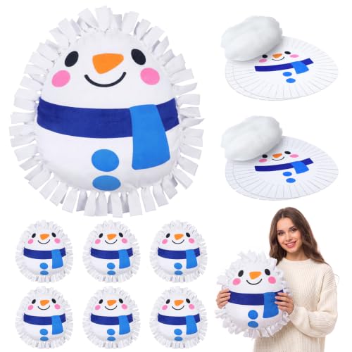 Weysat 6 Sets Winter Snowman Tied Pillow Craft Kit DIY No Sew Fleece Gifts - style: Winter Snowman