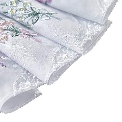 RDS HANKYTEX Cotton Embroidery Ladies' Handkerchiefs Lace Set of 6 - style: 9
